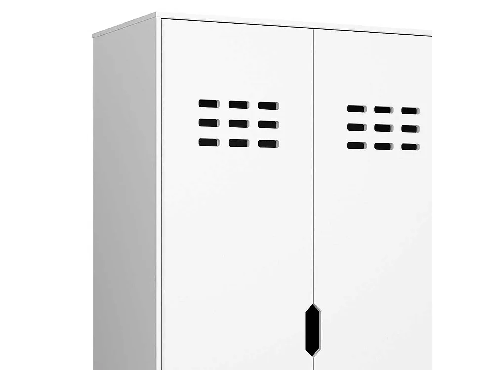 Kleiderschrank aus MDF Weiß lackiert zwei festen Kleiderstangen