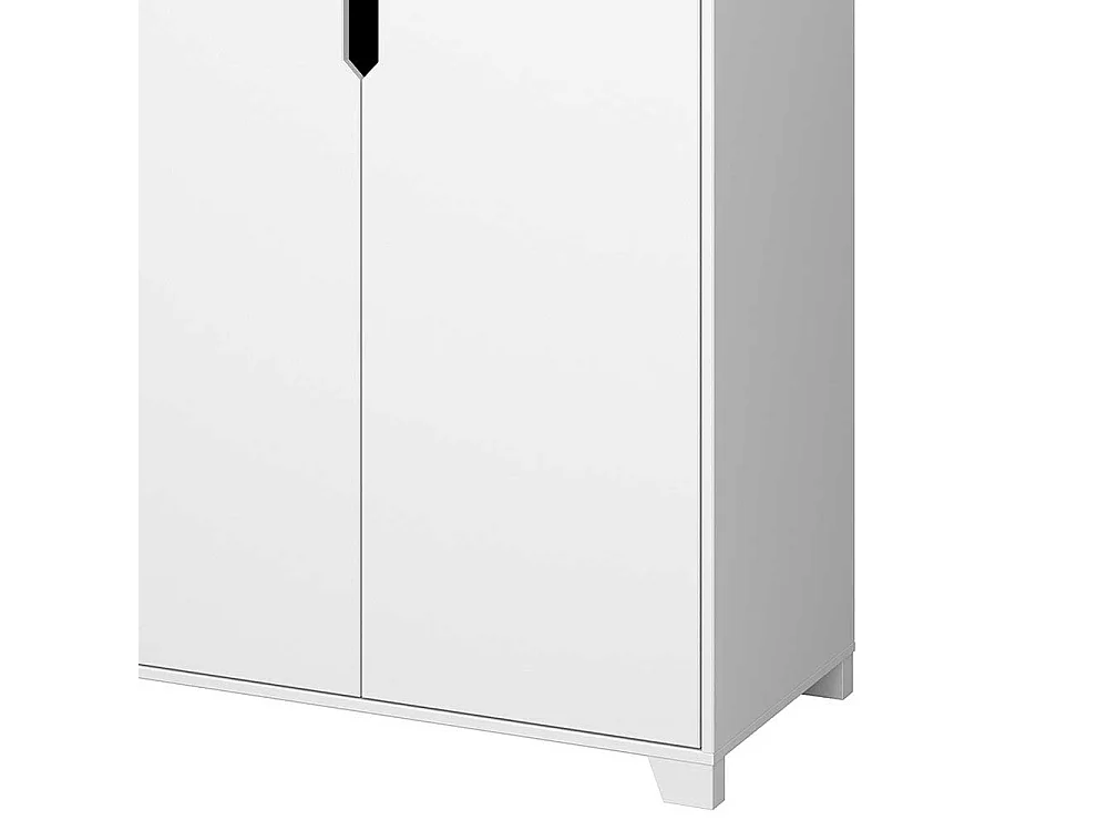 Kleiderschrank aus MDF Weiß lackiert zwei festen Kleiderstangen