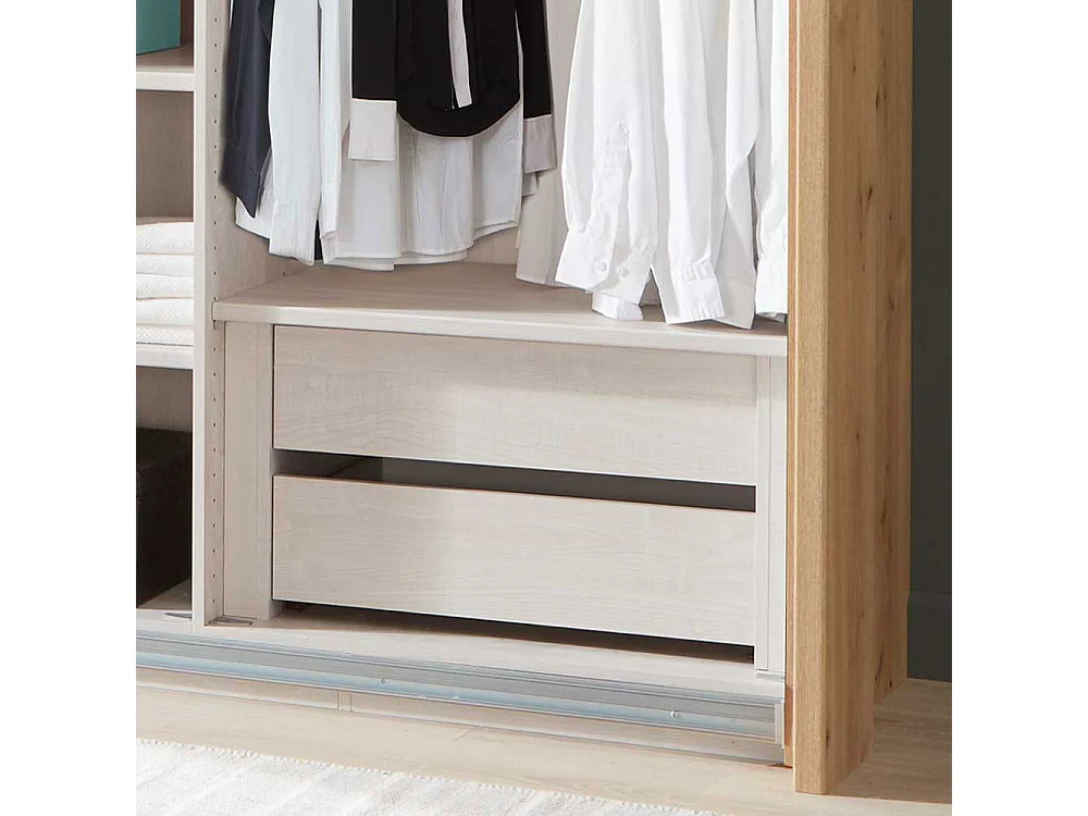 Kleiderschrank Schwebetüren in Eiche Bianco Spiegel