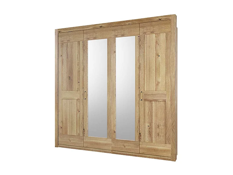 Asteiche teilmassiv Schlafzimmerschrank 221 cm hoch Landhausstil