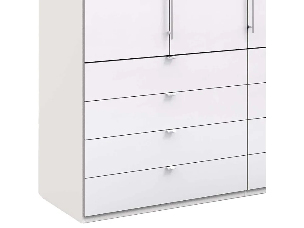 Falttüren Kleiderschrank in Weiß Glas beschichtet acht Schubladen