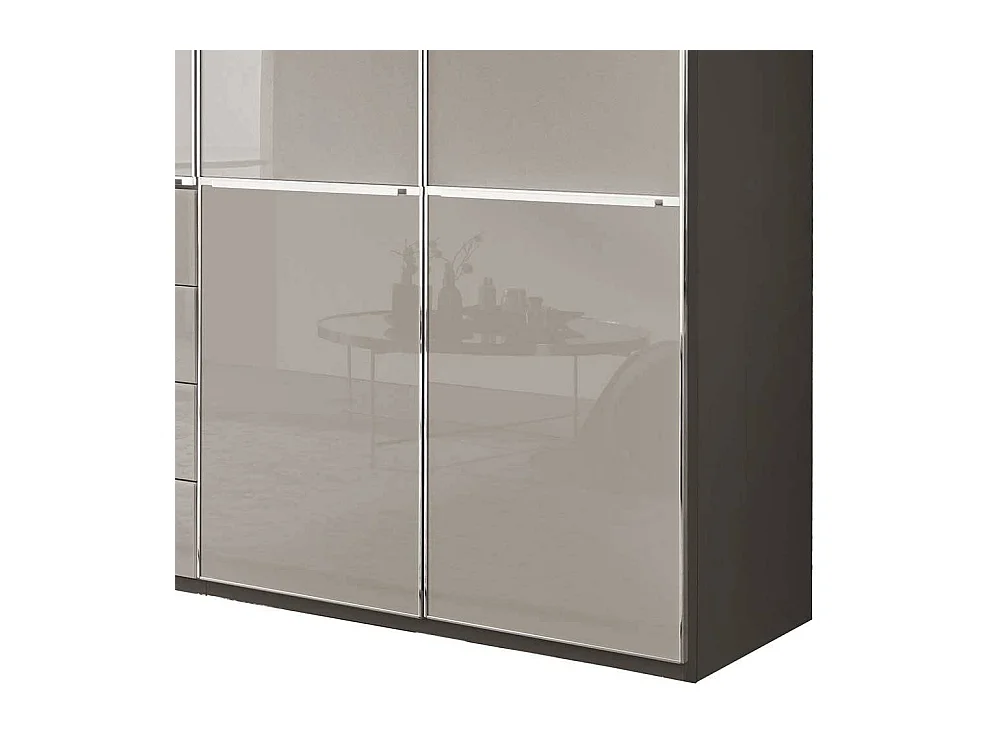 Moderner Drehtürenschrank Kleiderschrank in Hellgrau und Braun