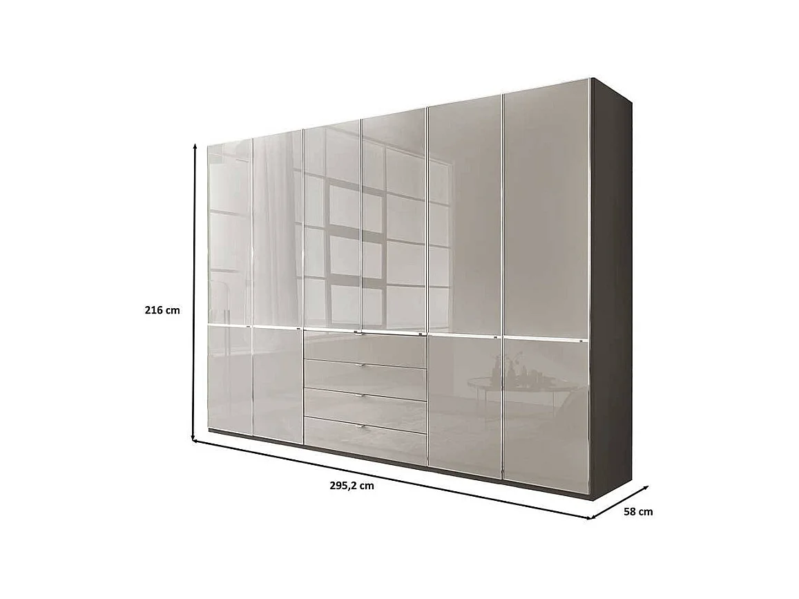 Moderner Drehtürenschrank Kleiderschrank in Hellgrau und Braun