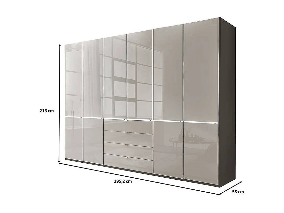 Moderner Drehtürenschrank Kleiderschrank in Hellgrau und Braun