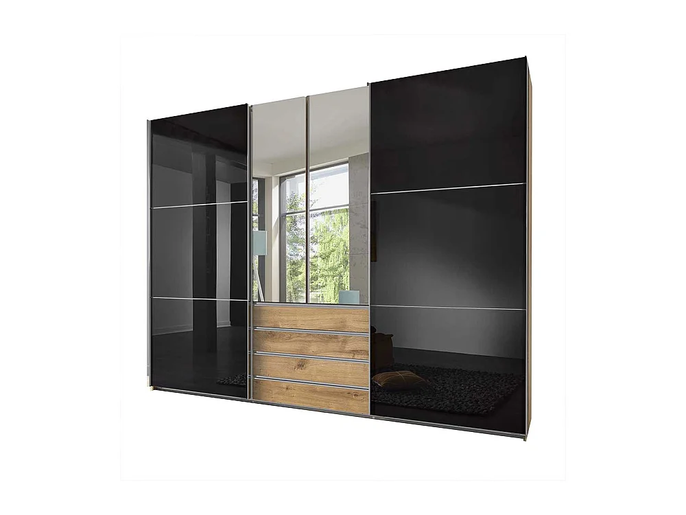 Moderner Schlafzimmerkleiderschrank mit Dreh- und Schiebetüren 300 cm breit