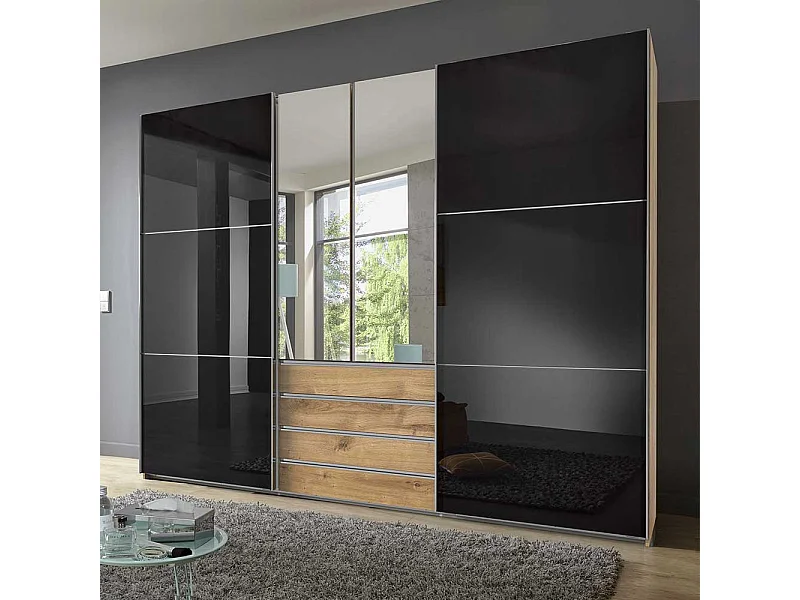 Moderner Schlafzimmerkleiderschrank mit Dreh- und Schiebetüren 300 cm breit