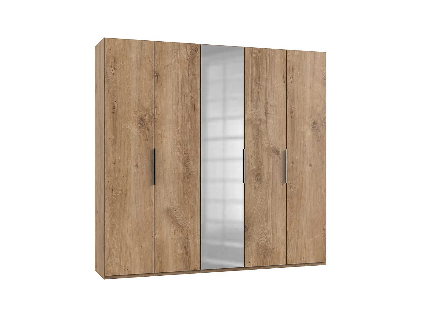 5-türiger Kleiderschrank in Plankeneiche Holzoptik Spiegeltür