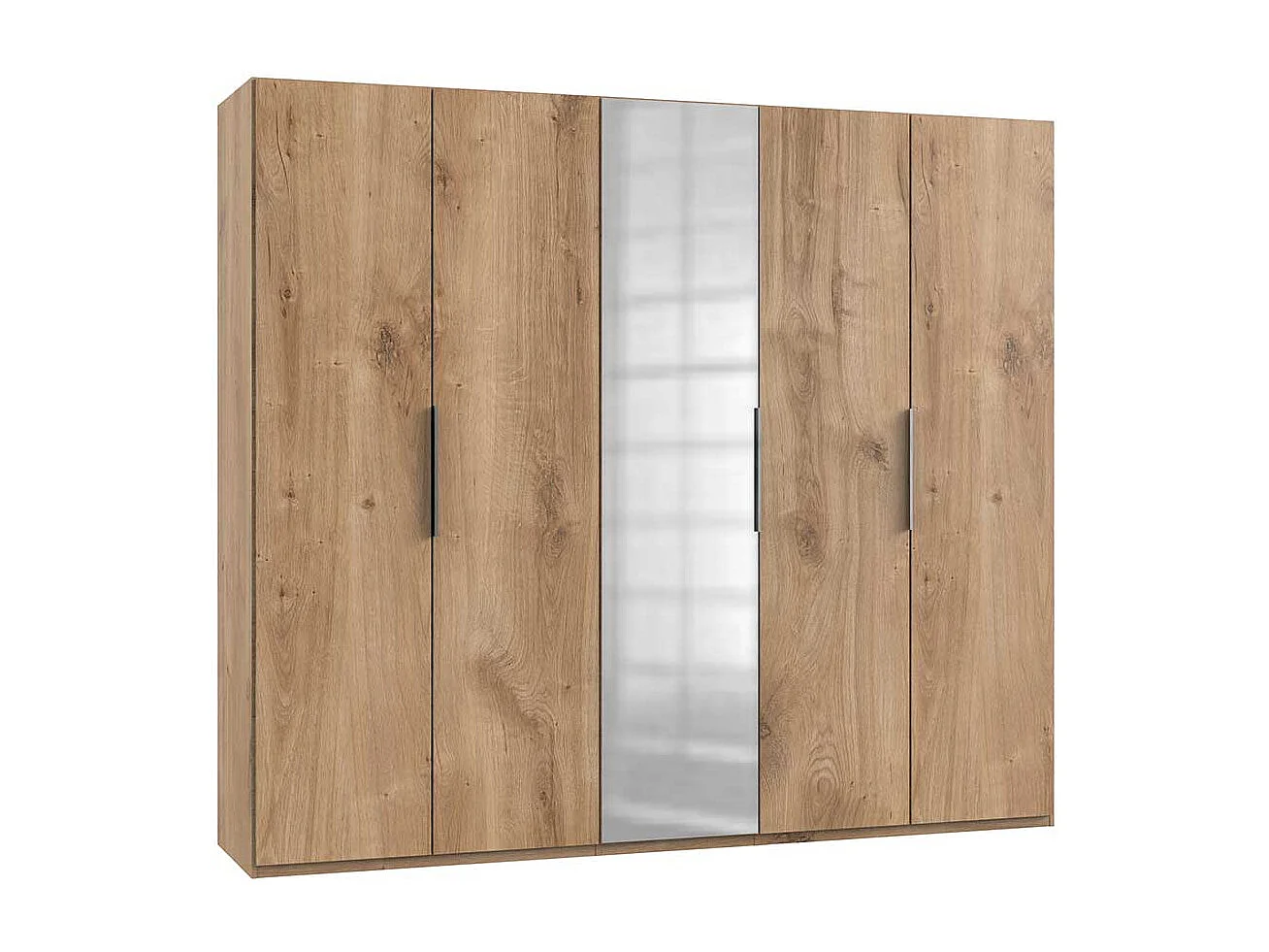 5-türiger Kleiderschrank in Plankeneiche Holzoptik Spiegeltür