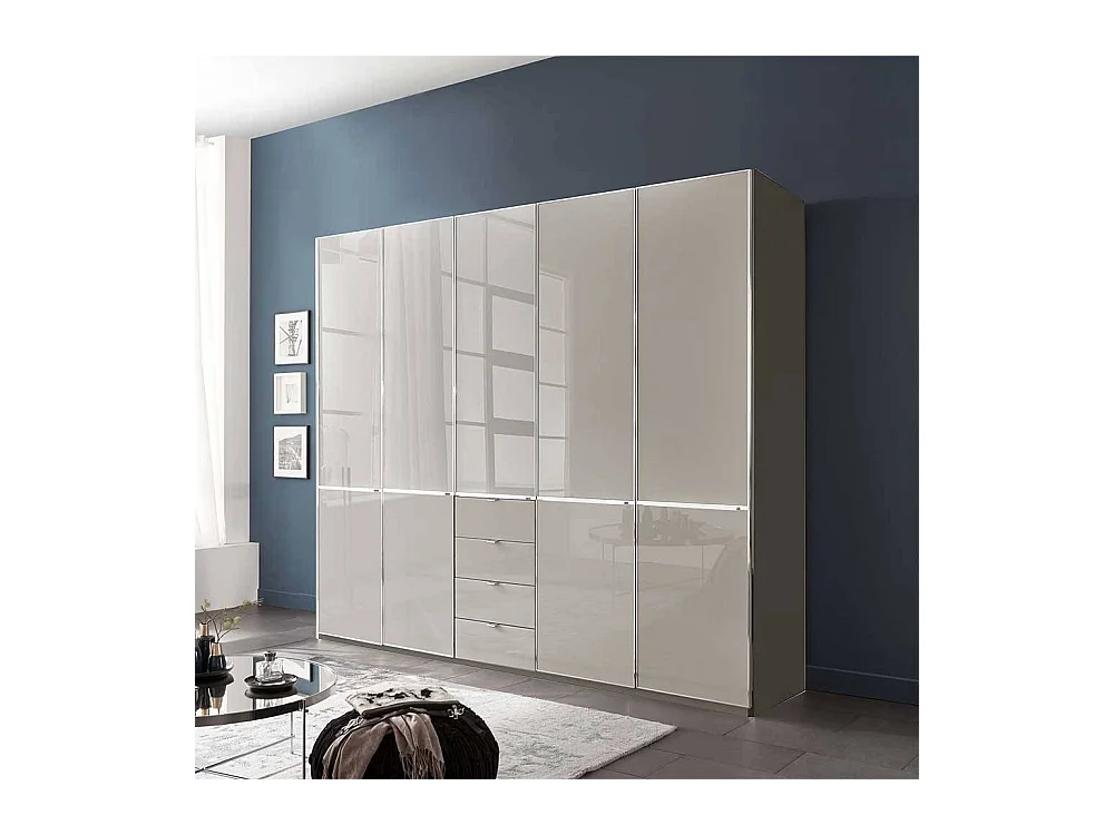 Kleiderschrank modern Schlafzimmerschrank in Hellgrau und Braun