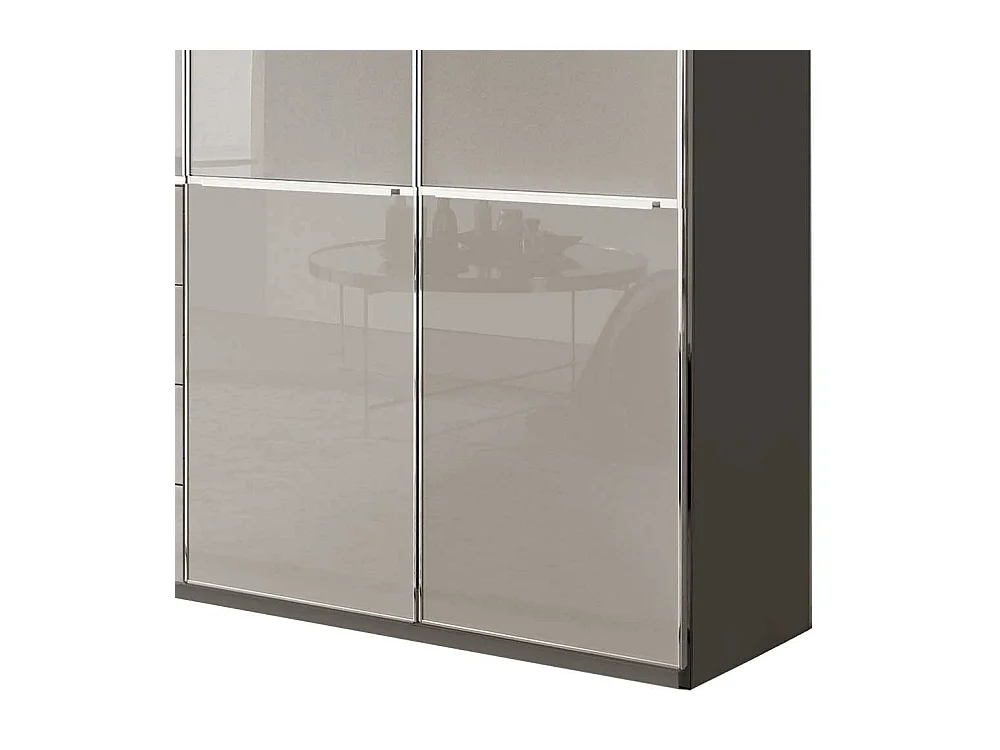 Kleiderschrank modern Schlafzimmerschrank in Hellgrau und Braun