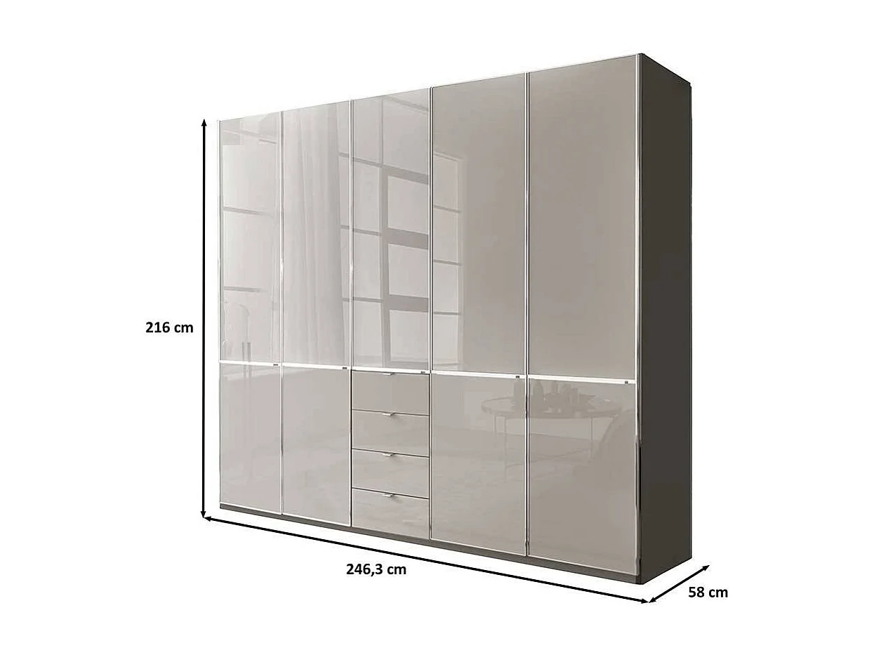 Kleiderschrank modern Schlafzimmerschrank in Hellgrau und Braun