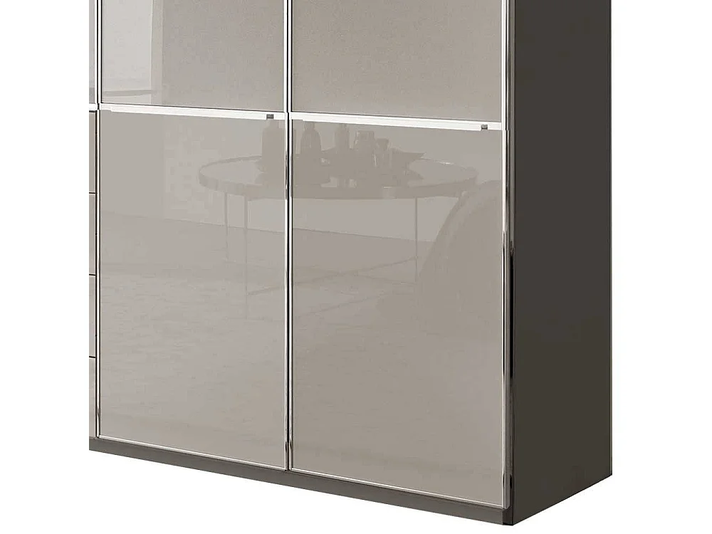 Kleiderschrank modern Schlafzimmerschrank in Hellgrau und Braun