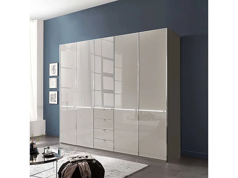 Kleiderschrank modern Schlafzimmerschrank in Hellgrau und Braun
