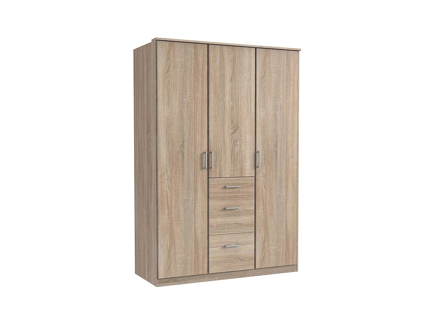 Kompakter Kleiderschrank in Eiche Sägerau drei Schubladen