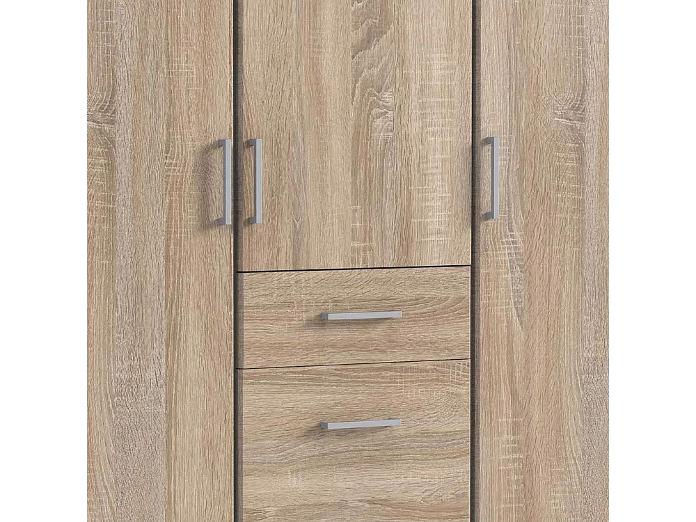 Kompakter Kleiderschrank in Eiche Sägerau drei Schubladen