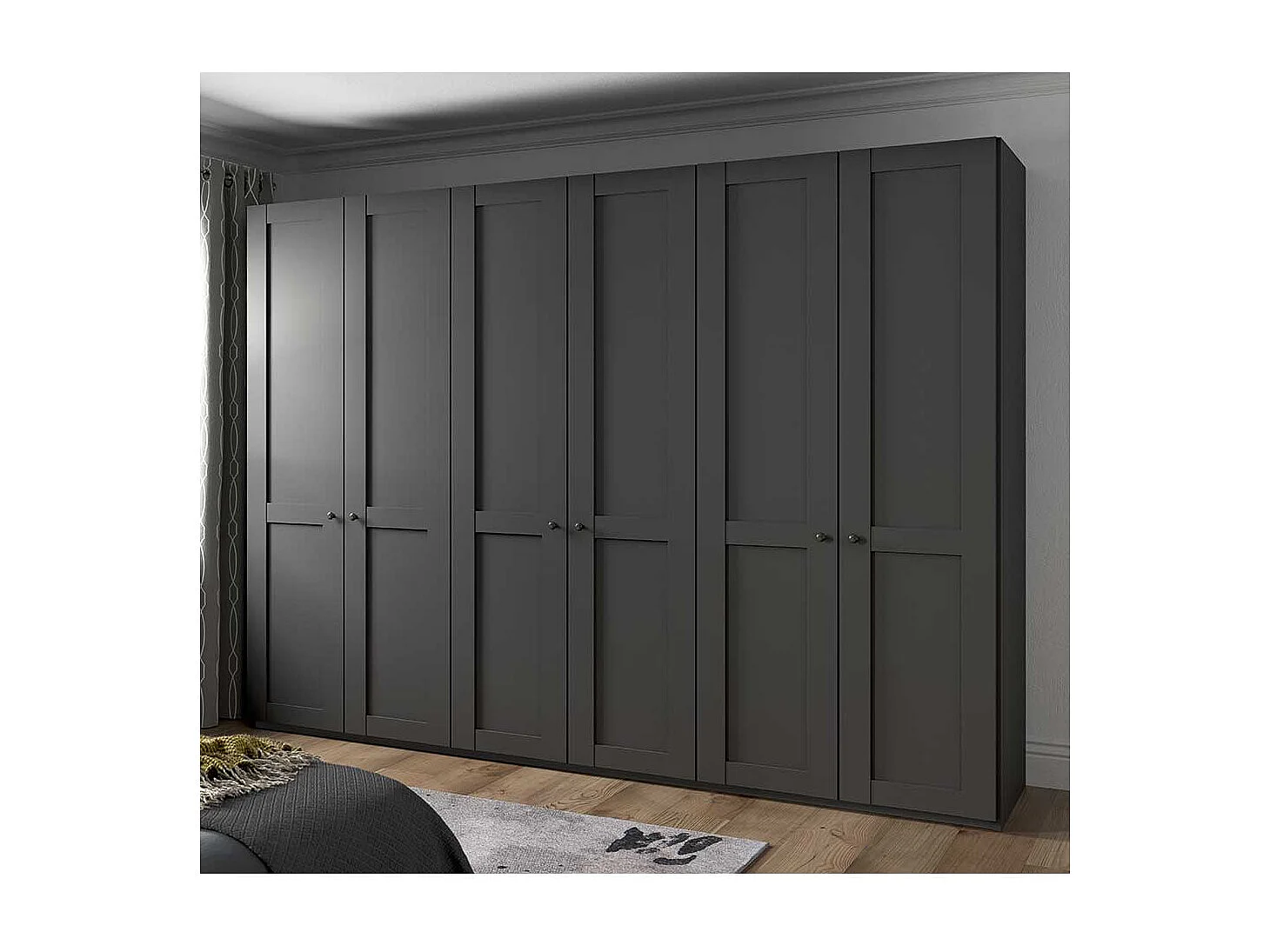 Schlafzimmer XL Drehtürenschrank in Dunkelgrau 300 cm breit