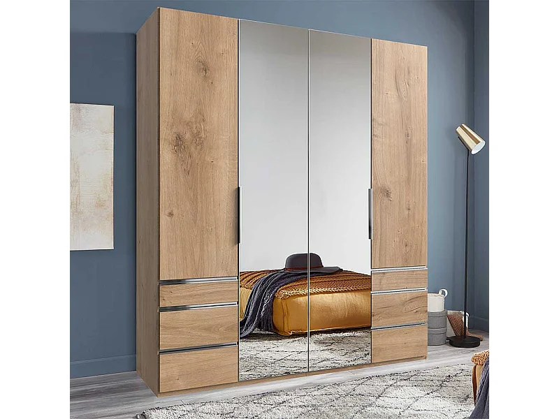 Kleiderschrank mit Spiegeltüren und sechs Schubladen Made in Germany