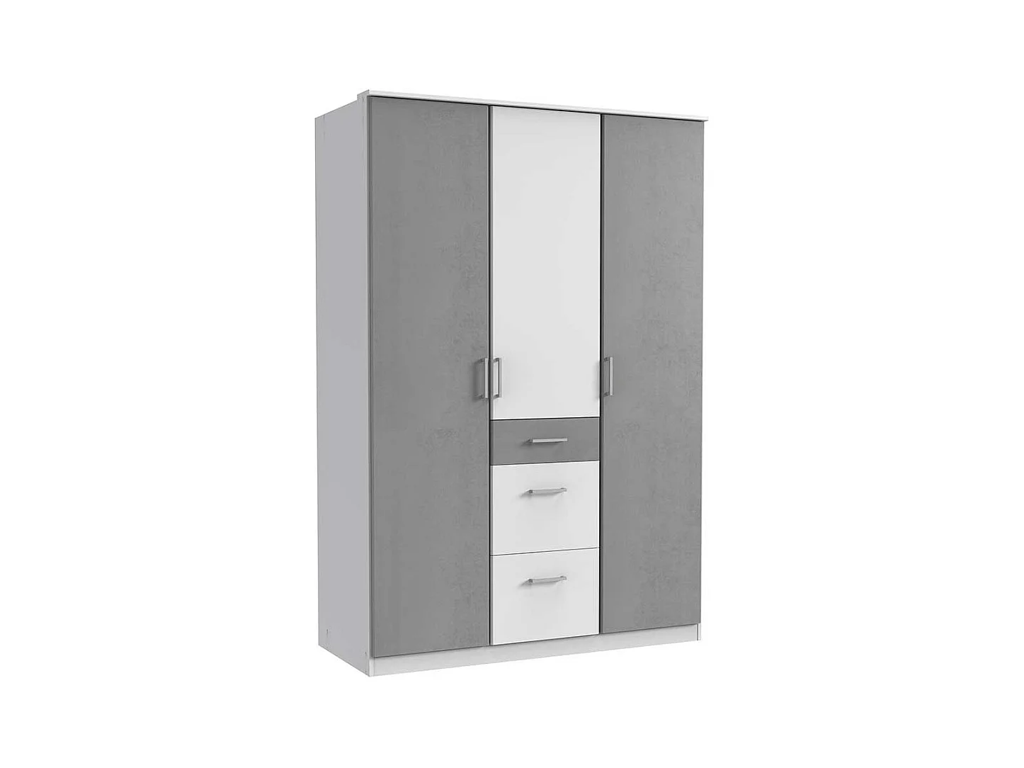 Zweifarbiger Kleiderschrank mit Drehtüren drei Schubladen