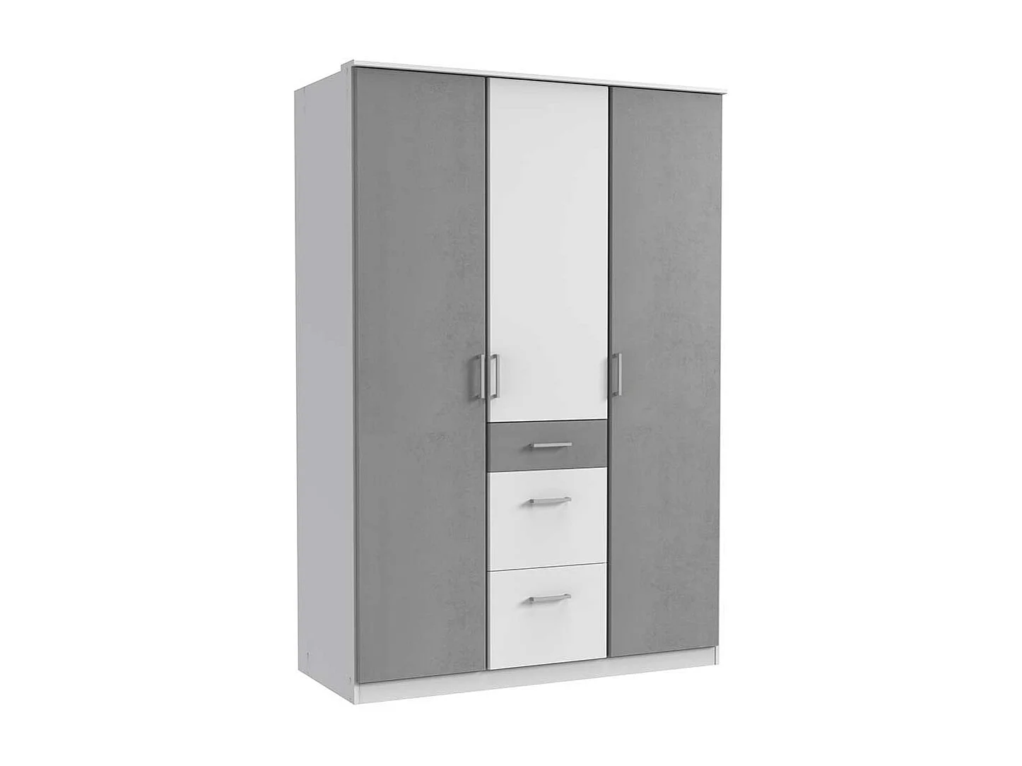 Zweifarbiger Kleiderschrank mit Drehtüren drei Schubladen