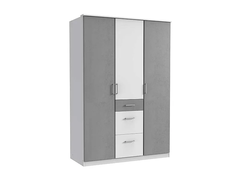 Zweifarbiger Kleiderschrank mit Drehtüren drei Schubladen