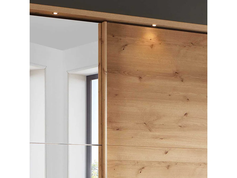 Schwebetürenkleiderschrank in Eiche Bianco Made in Germany