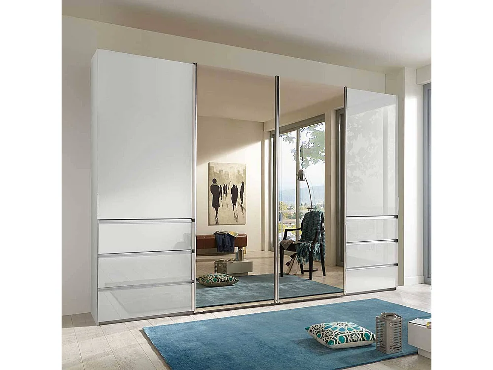 Weißer Gleittürenschrank Made in Germany Spiegeln