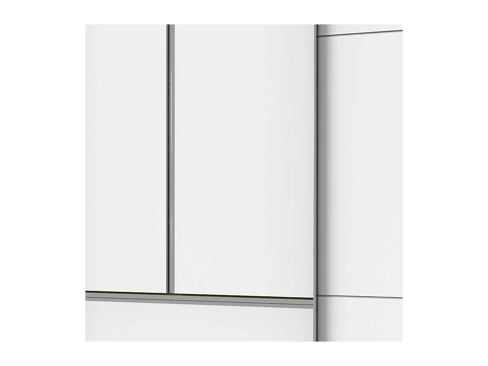 Weißer 300 cm Schlafzimmerkleiderschrank mit Dreh- und Schiebetüren vier Schubladen