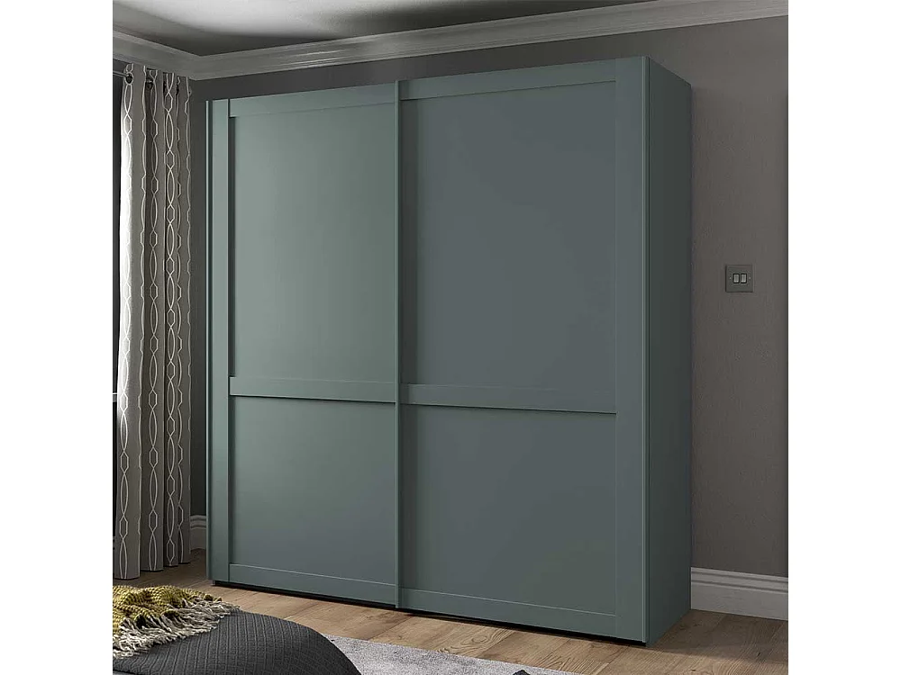 Schiebetürenschrank graugruen im Landhausstil Made in Germany