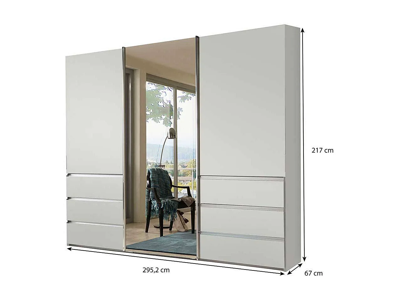 Schwebetürenkleiderschrank Made in Germany sechs Schubladen