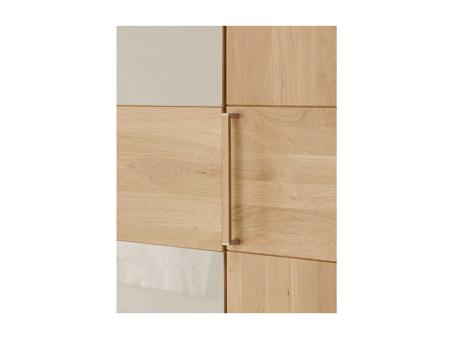 Kleiderschrank in Beige Glas beschichtet Eiche Massivholz