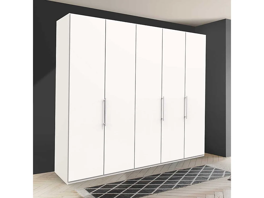 Weißer Kleiderschrank mit 2 Falttüren und Tür modern