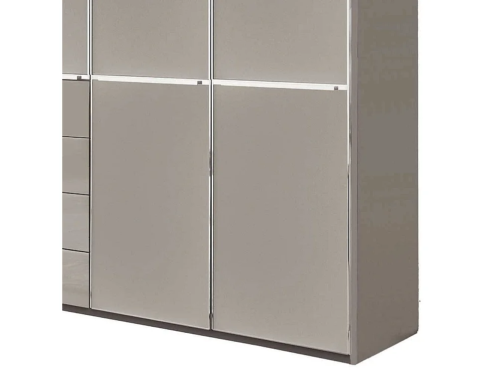 Drehtürenkleiderschrank Schlafzimmerschrank in Hellgrau 394 cm breit