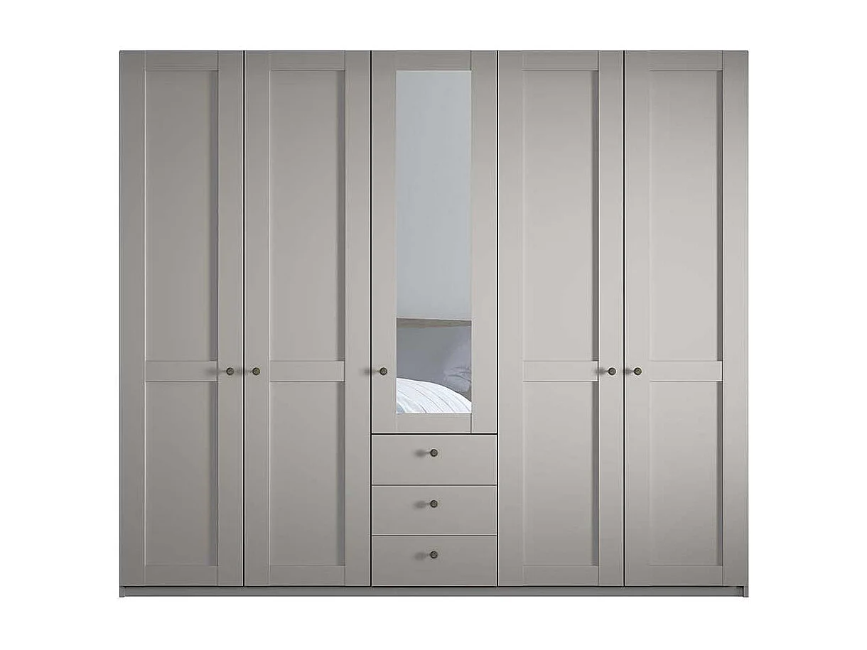 Landhaus Design Kleiderschrank in Hellgrau drei Schubladen