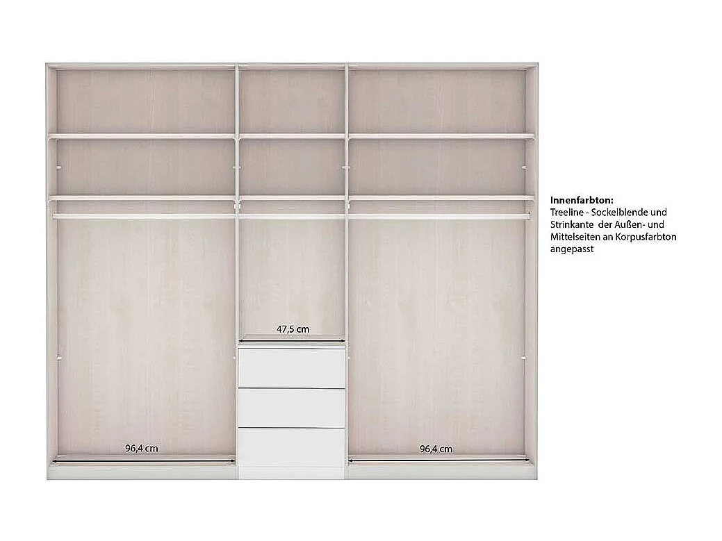 Landhaus Design Kleiderschrank in Hellgrau drei Schubladen