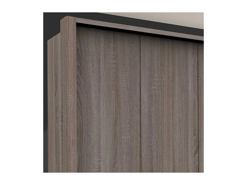 Gleittüren Kleiderschrank in Eiche Trüffelfarben neun Schubladen