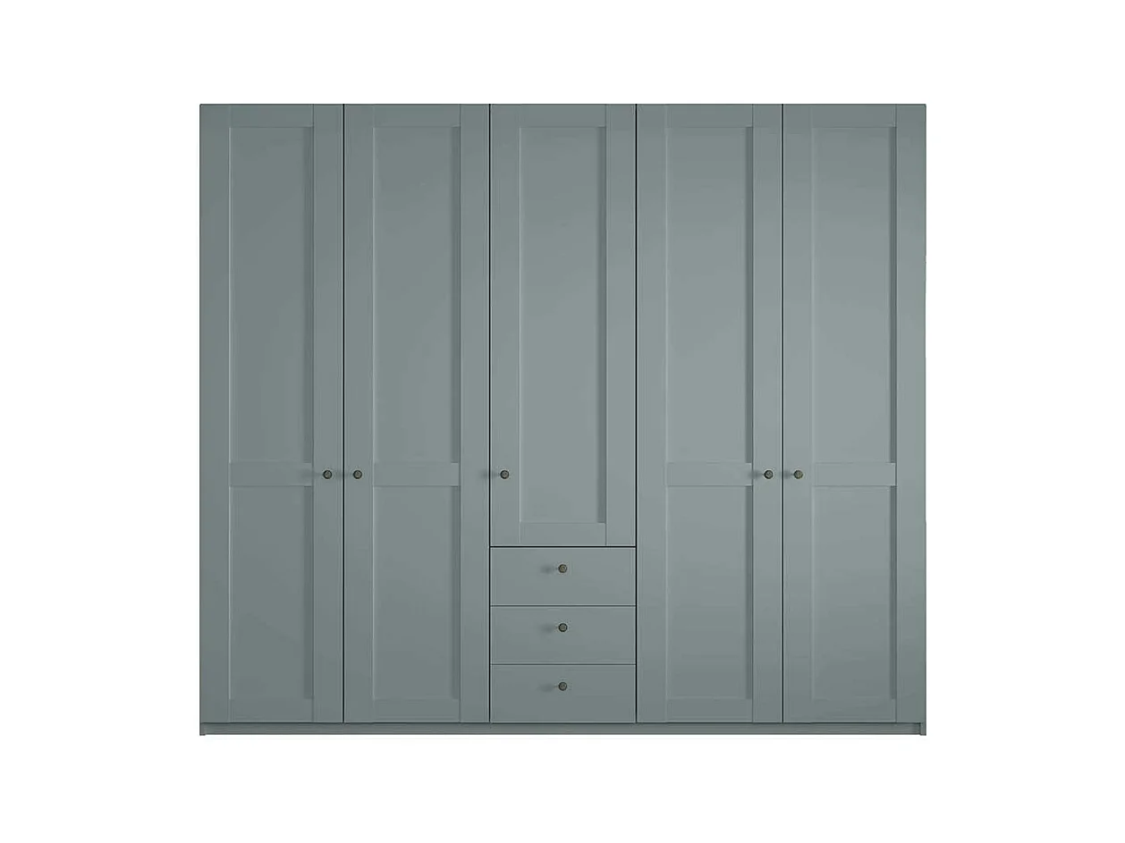 Kleiderschrank 250 cm breit im modernen Landhausstil Graugrün