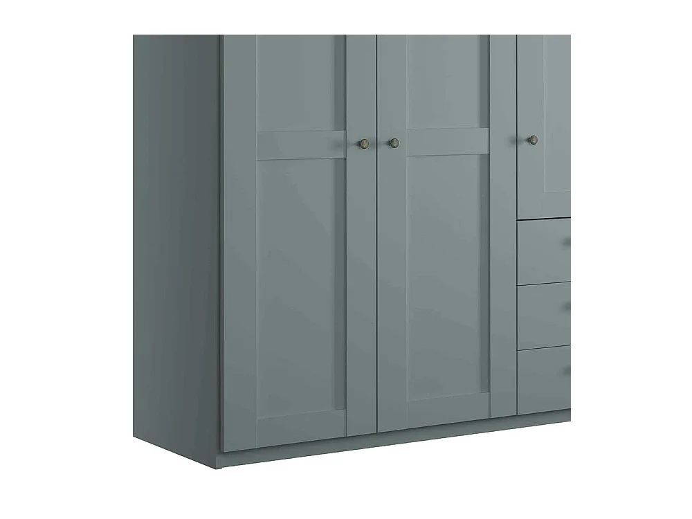 Kleiderschrank 250 cm breit im modernen Landhausstil Graugrün