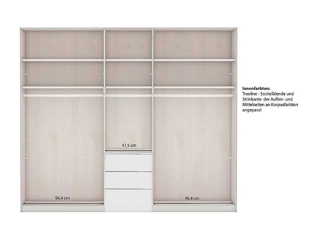 Kleiderschrank 250 cm breit im modernen Landhausstil Graugrün