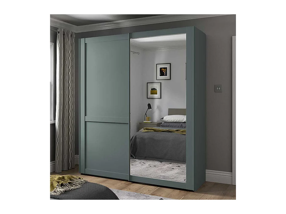 Kleiderschrank mit Gleittüren in Graugrün Made in Germany