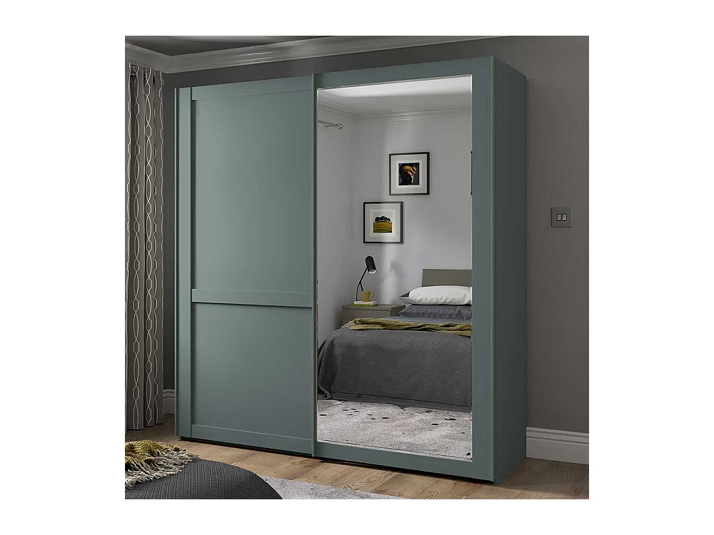 Kleiderschrank mit Gleittüren in Graugrün Made in Germany