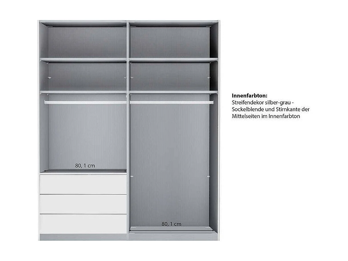 Kleiderschrank Front glasbeschichtet in Champagner Schwebetüren