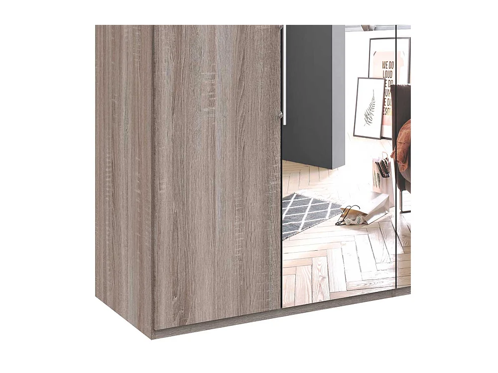 Schlafzimmerschrank mit Spiegeltüren Eiche Trüffelfarben