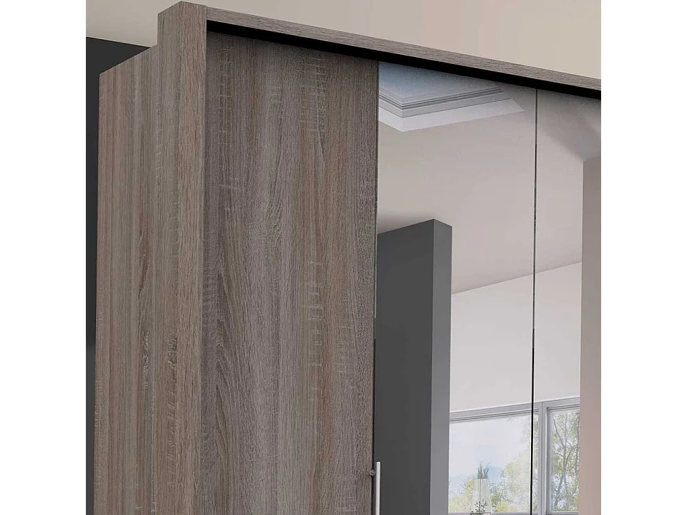 Schlafzimmerschrank mit Spiegeltüren Eiche Trüffelfarben