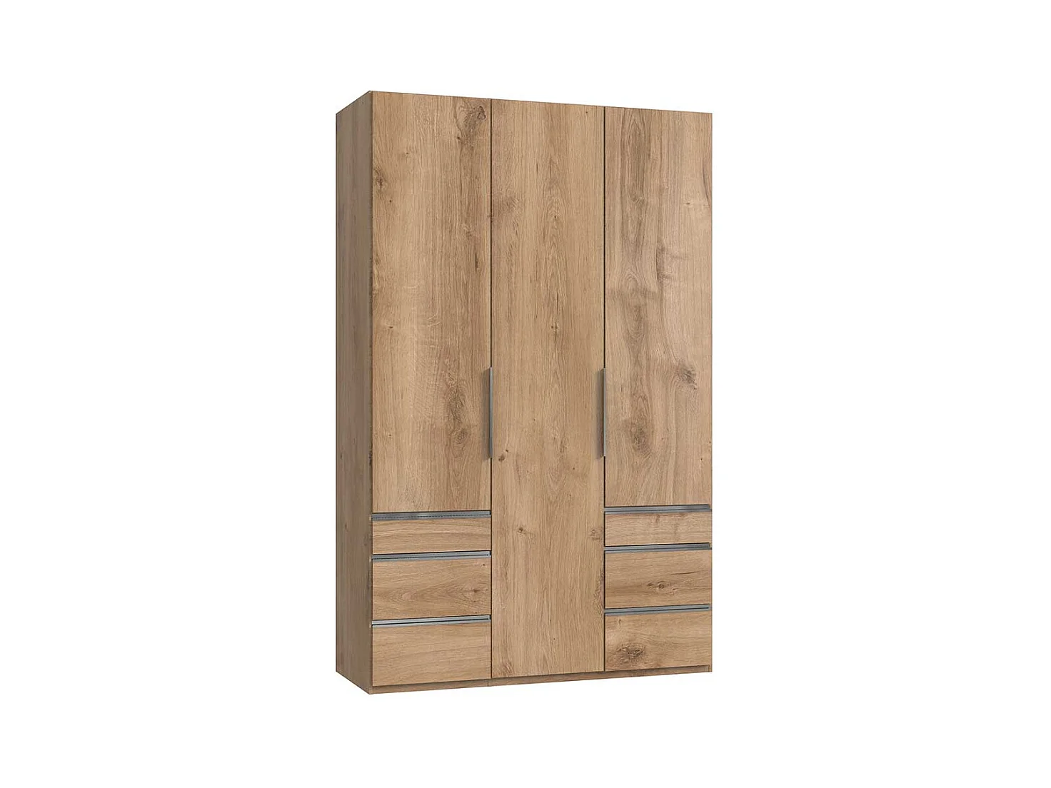 Drehtürschrank 150 cm breit in Plankeneiche NB sechs Schubladen