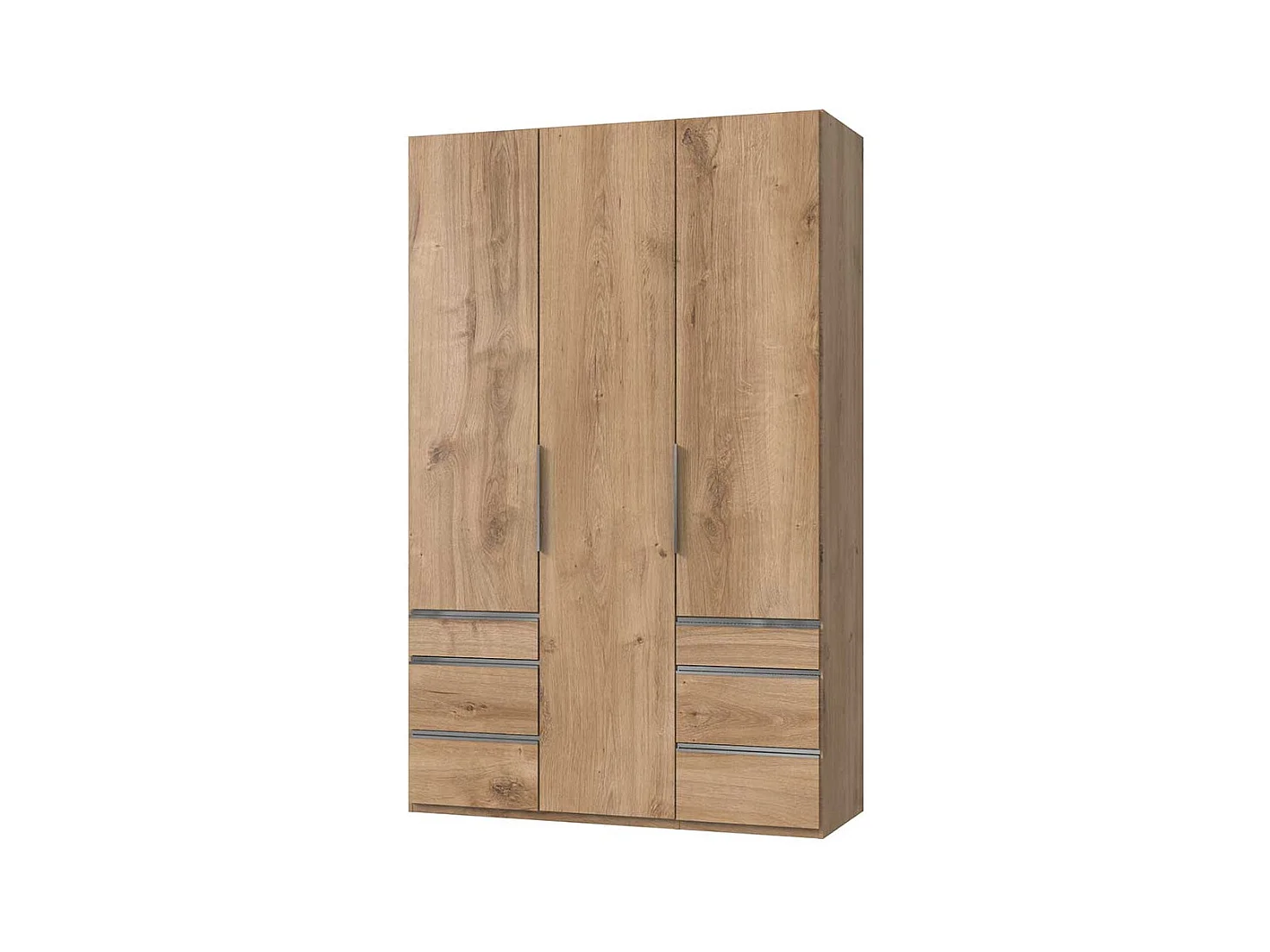 Drehtürschrank 150 cm breit in Plankeneiche NB sechs Schubladen