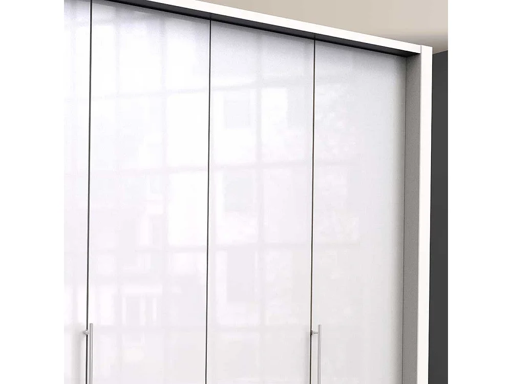 Falttüren Kleiderschrank in Weiß Glas beschichtet Made in Germany