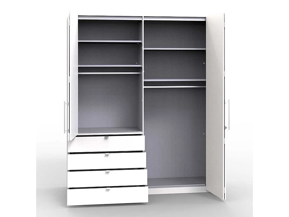 Falttüren Kleiderschrank in Weiß Glas beschichtet Made in Germany