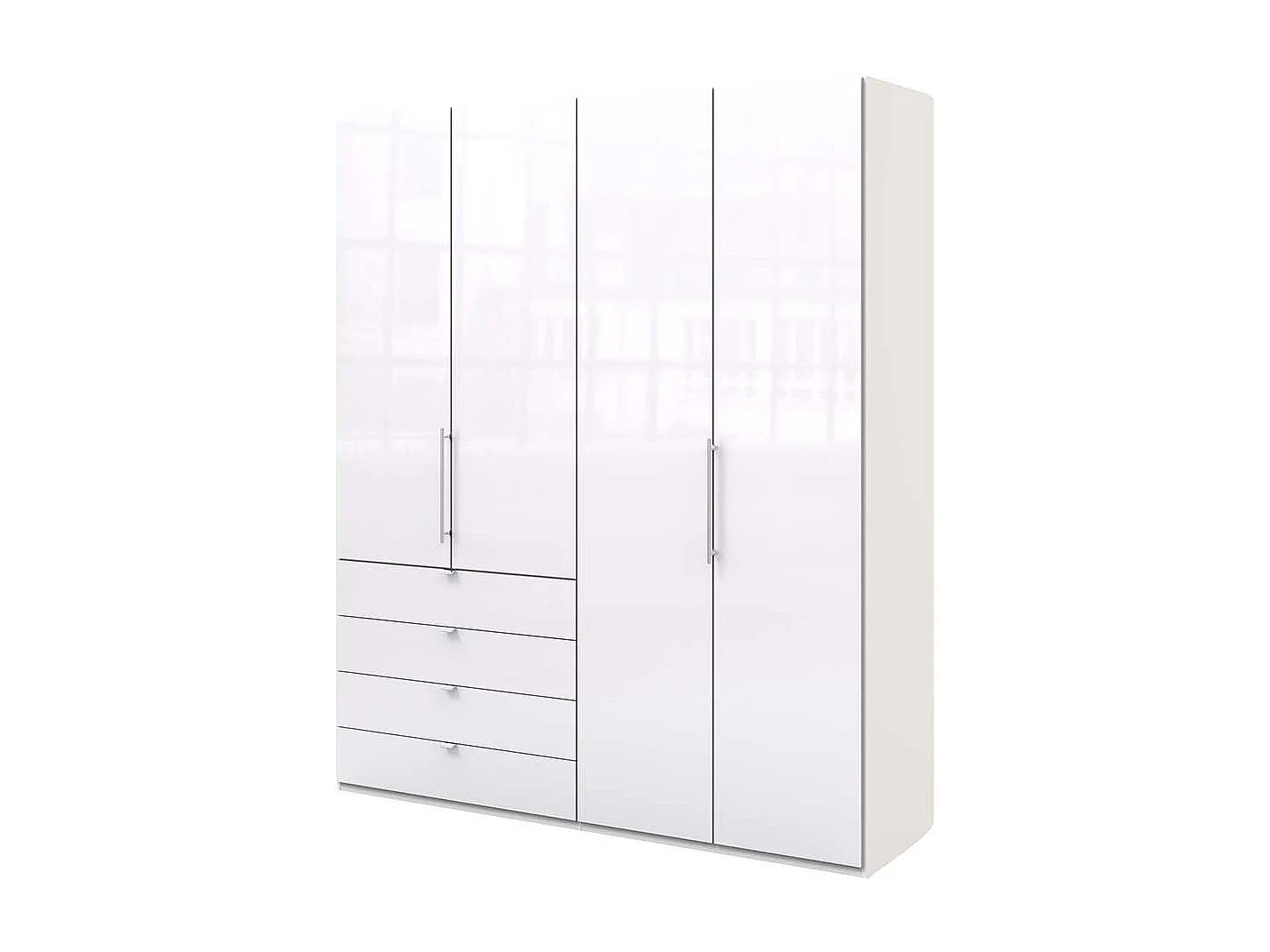 Falttüren Kleiderschrank in Weiß Glas beschichtet Made in Germany