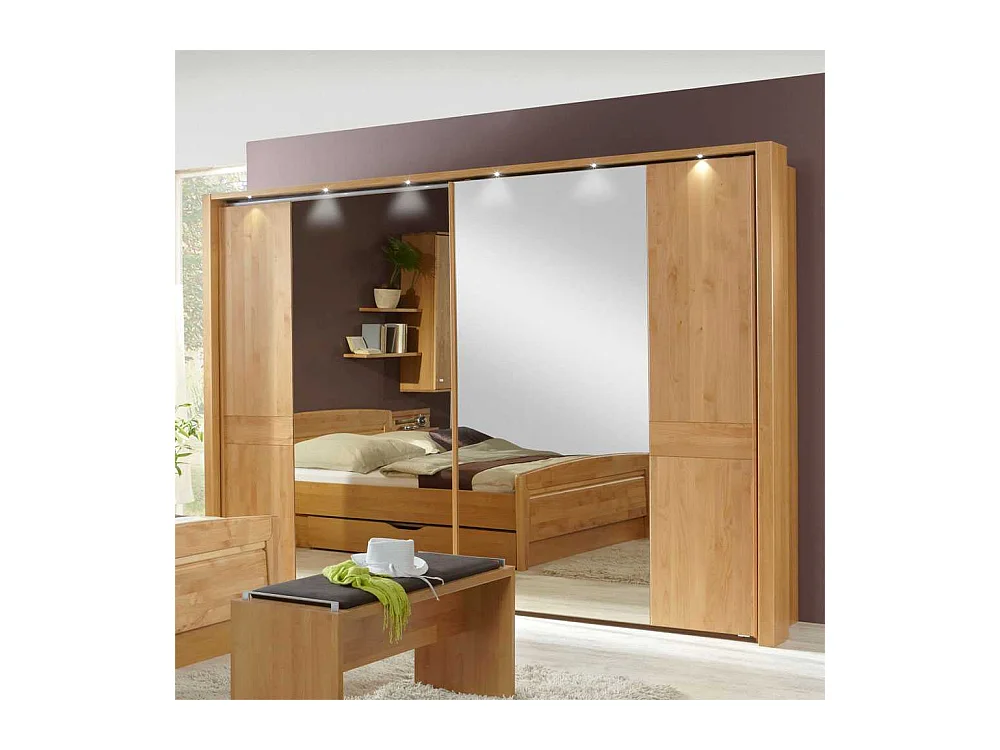 Schwebetürenschrank aus Erle Teilmassiv Beleuchtung