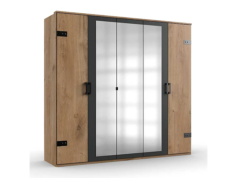 Kleiderschrank mit Spiegeln im Industry und Loft Stil 225 cm breit